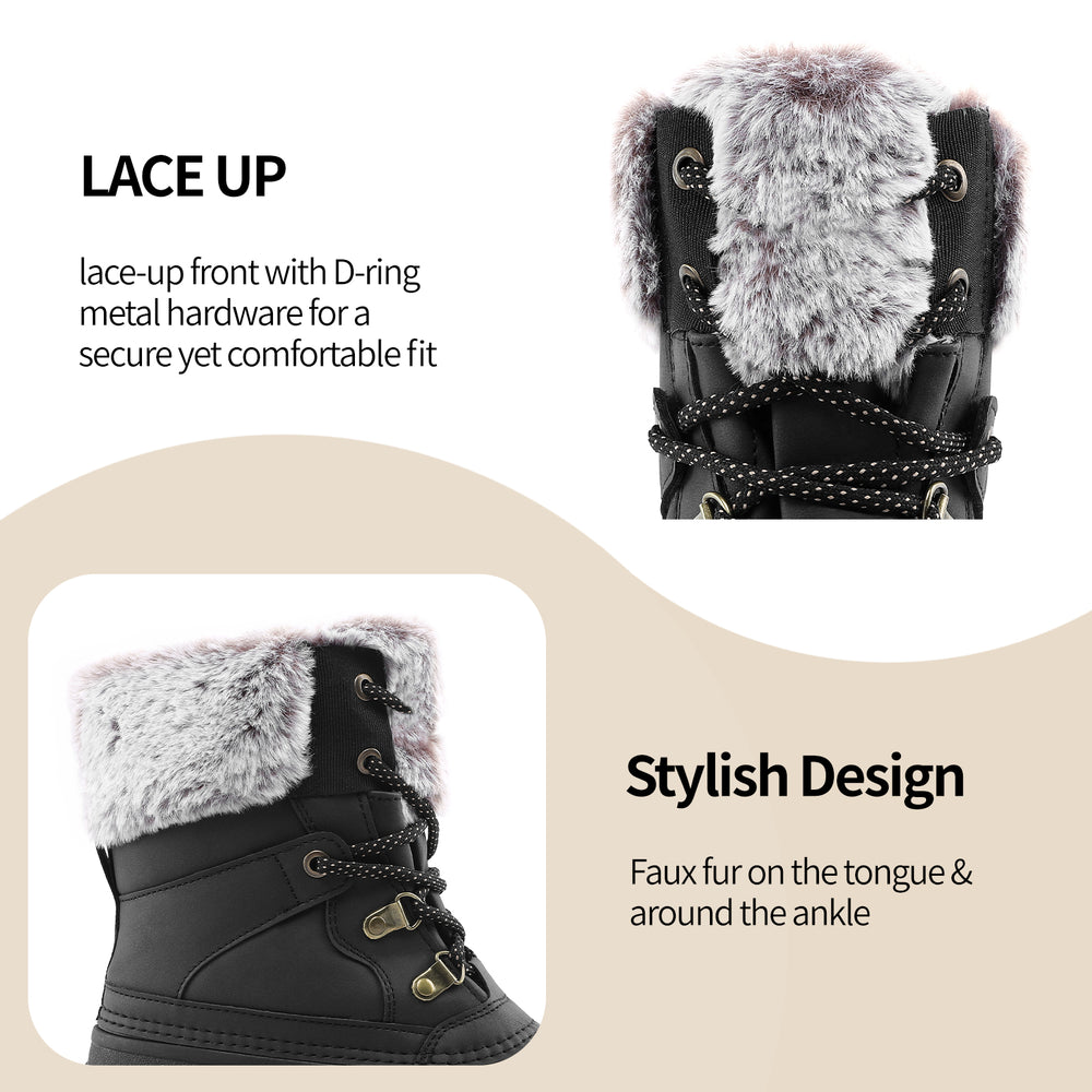 women insulated waterproof winter boots black 2