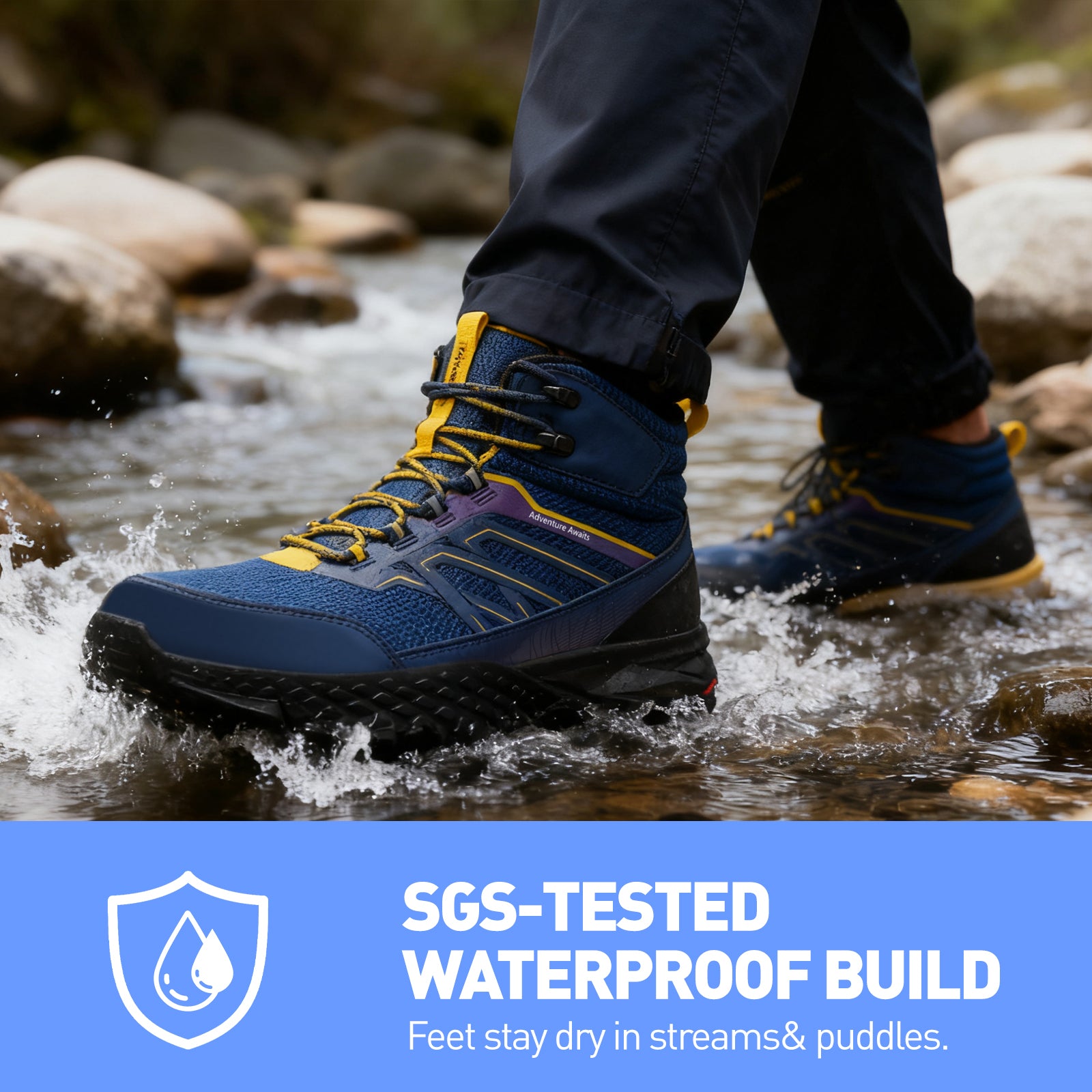 men Hiking Boots blue yellow 2