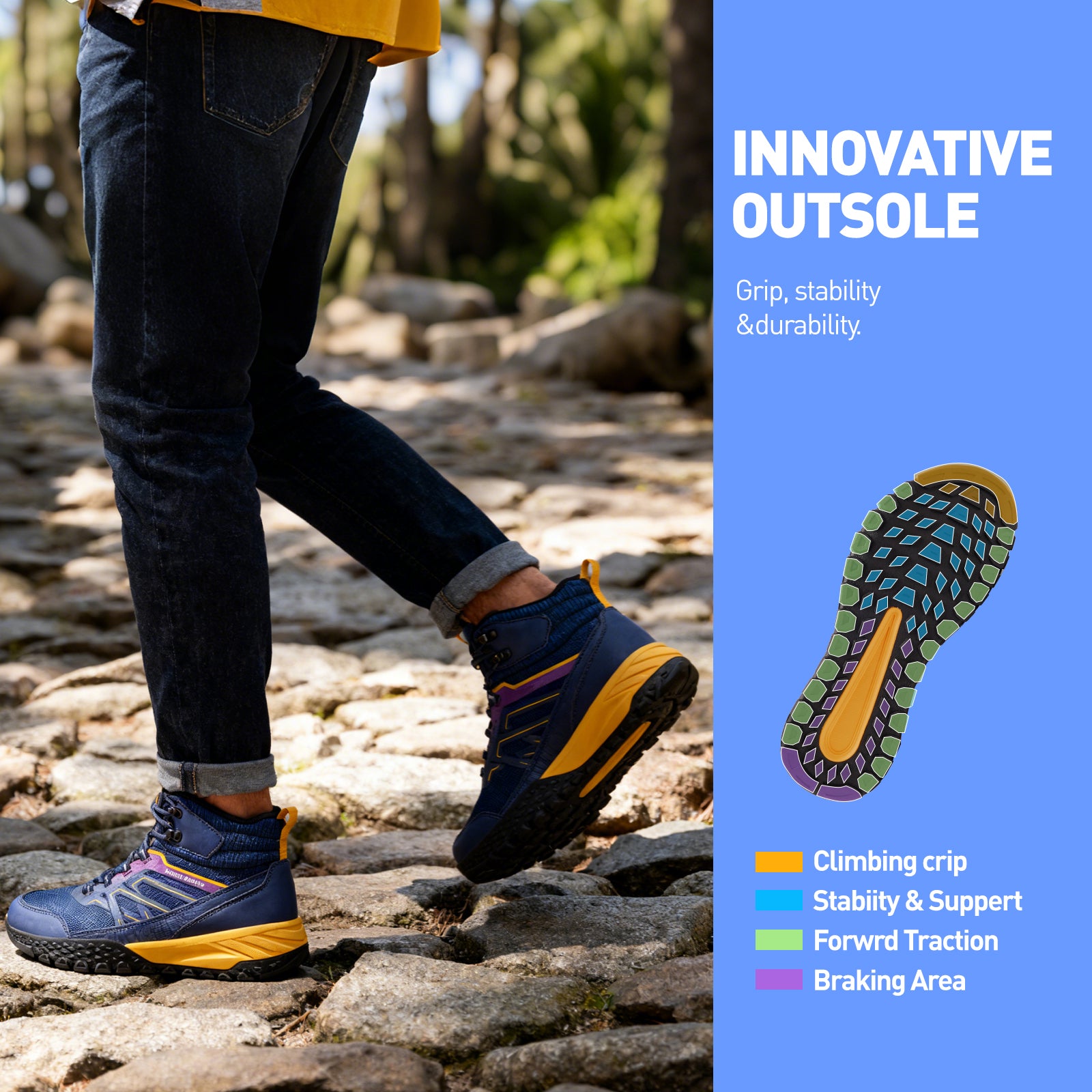 men Hiking Boots blue yellow 3