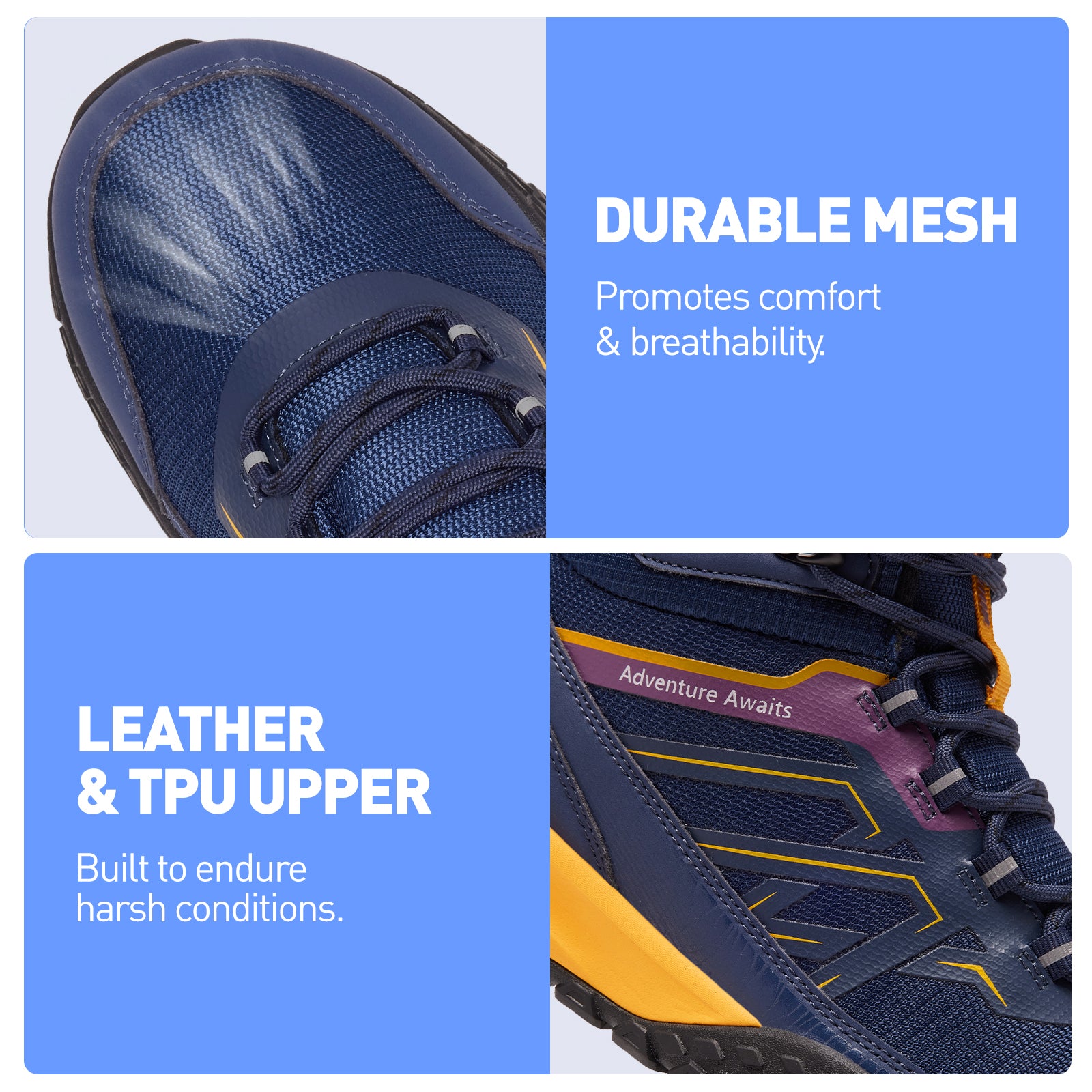 men Hiking Boots blue yellow 6